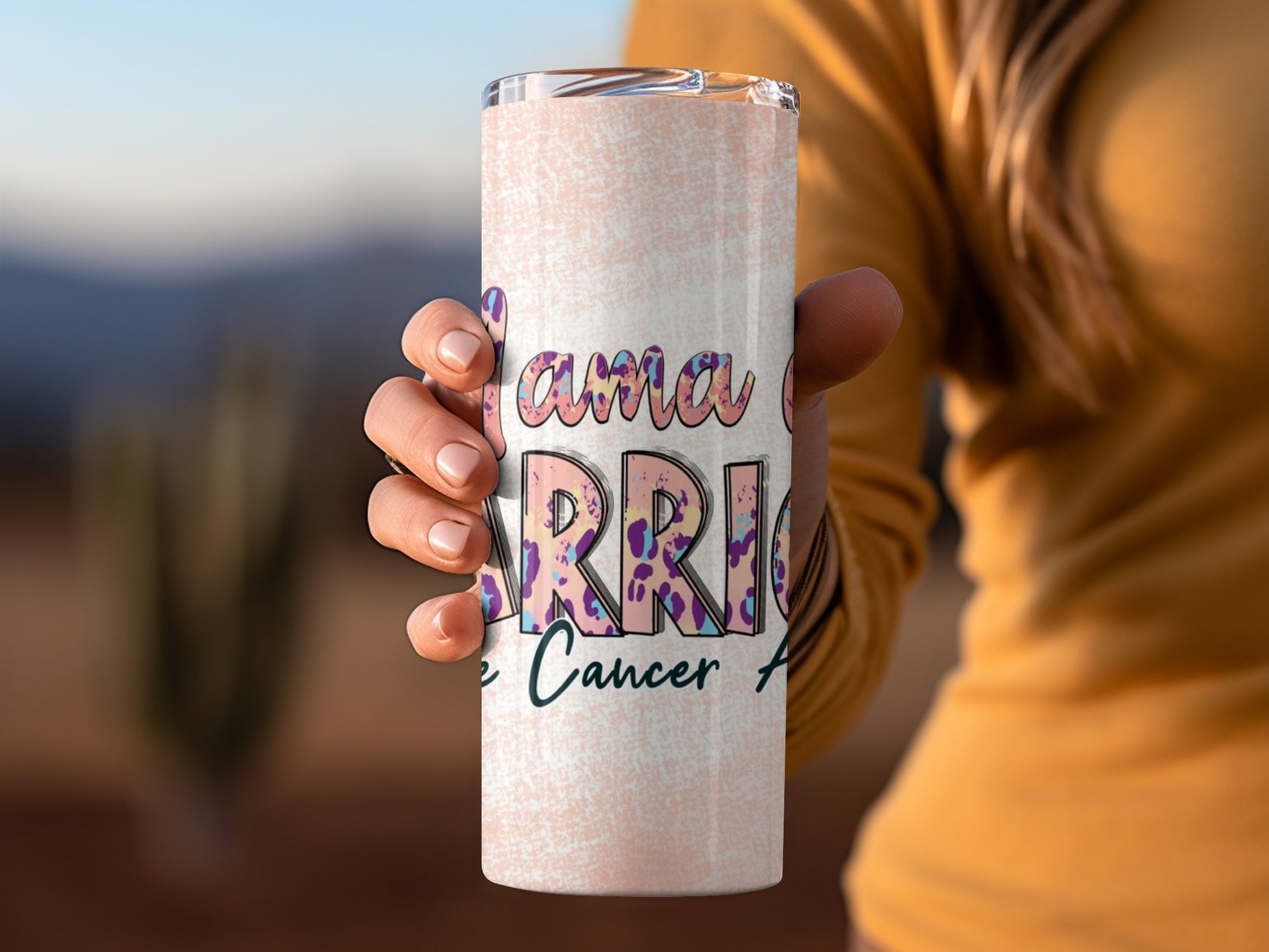 Mama Warrior Breast Cancer Awareness Tumbler Cup