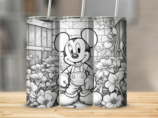 Cute Cartoon Mouse with Flowers Tumbler Product