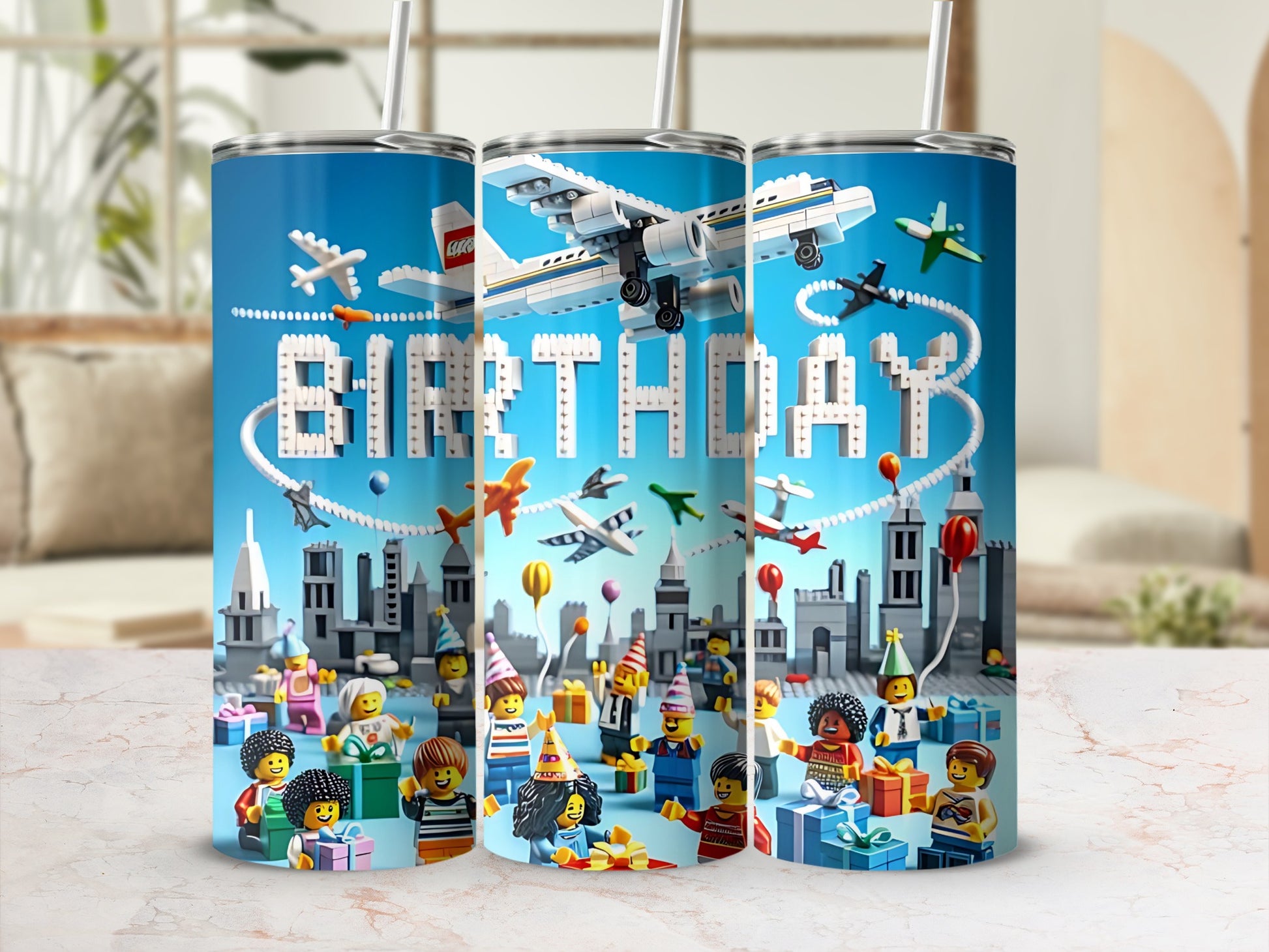 Colorful LEGO Themed Birthday Celebration Tumbler