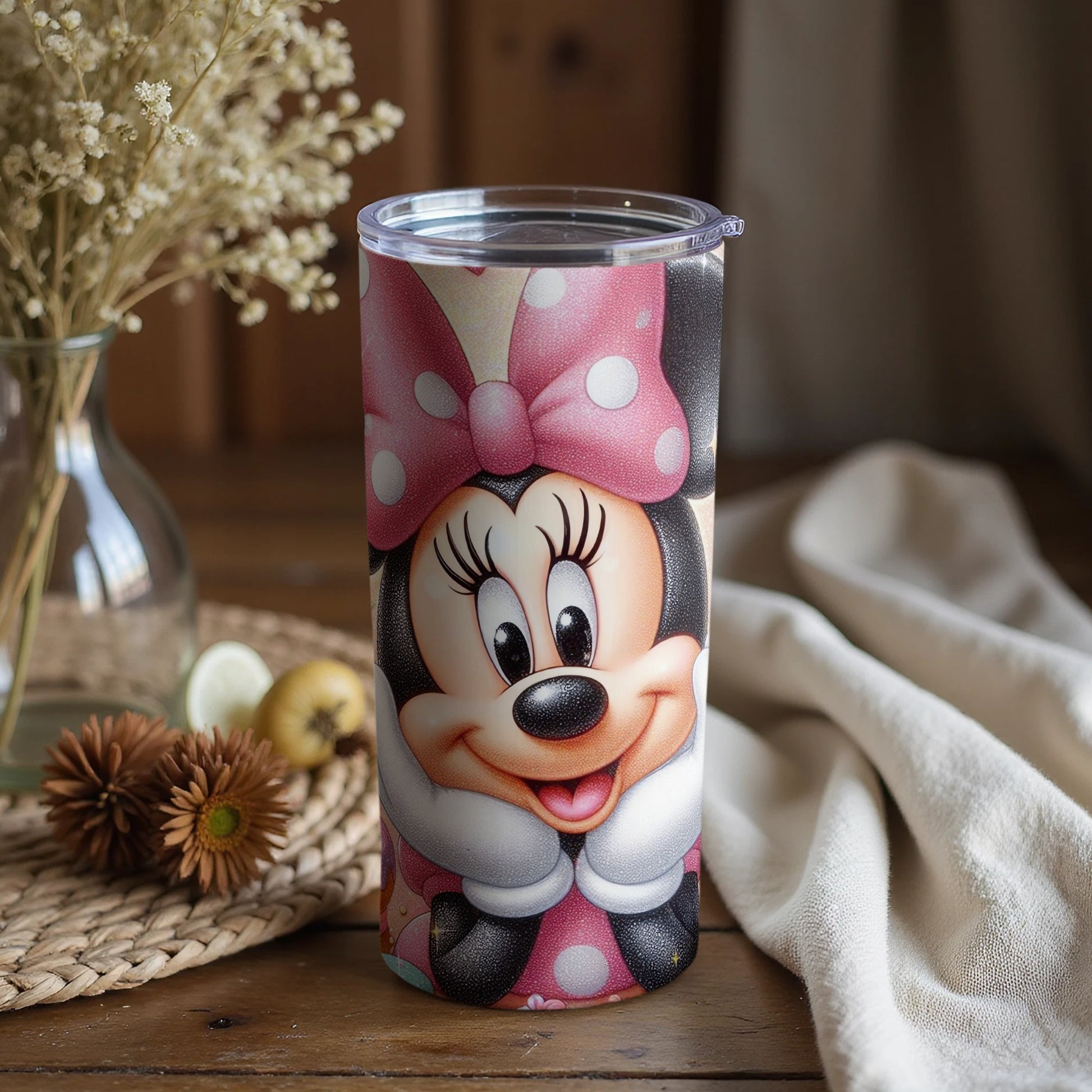 Adorable Minnie Mouse with Pink Bow Tumbler