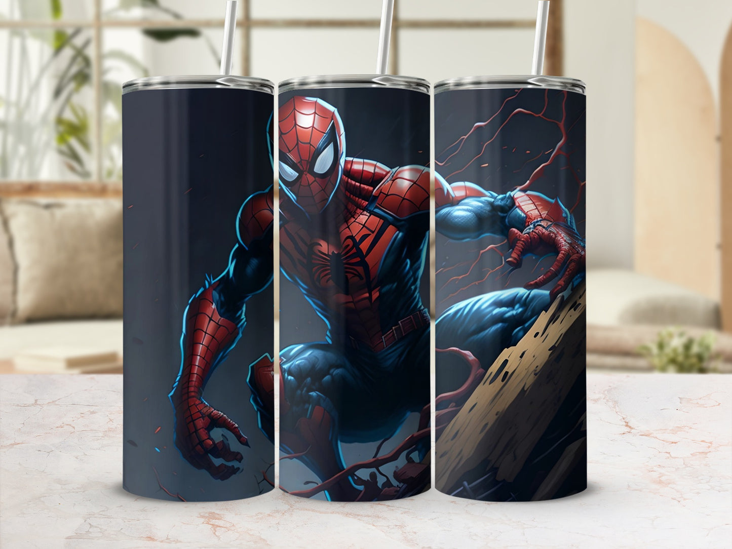Spiderman Action Pose Design Insulated Tumbler Cup