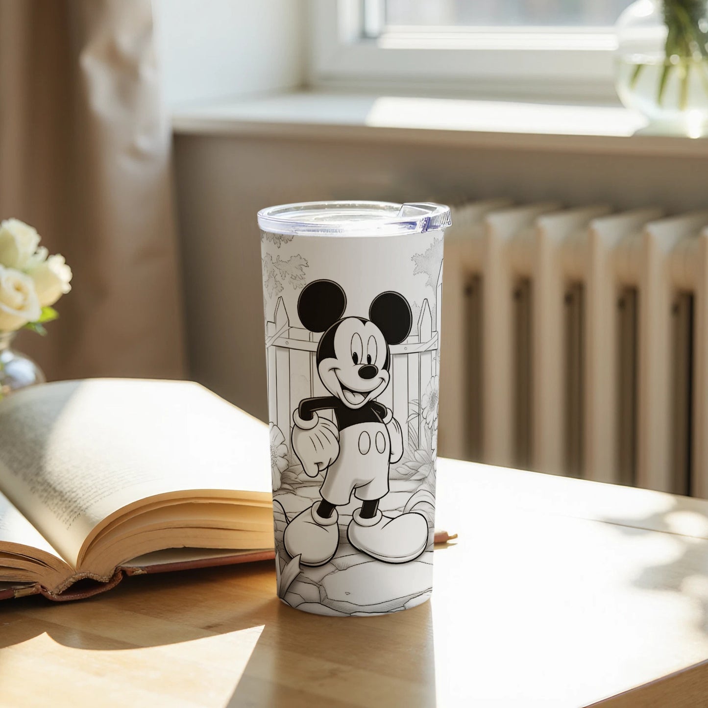 Black and White Mickey Mouse Travel Tumbler