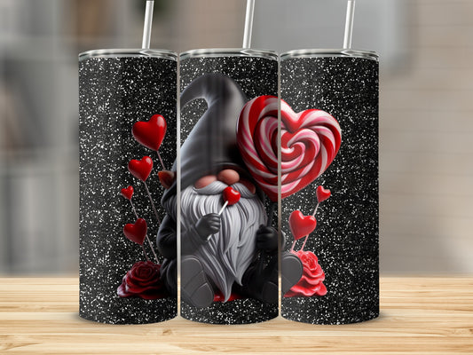 Valentine's Day Gnome with Heart Lollipop Tumbler