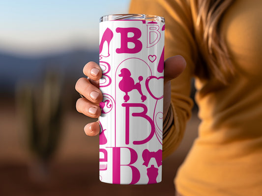 Barbie Themed Letters Charms Accessories Print Tumblers