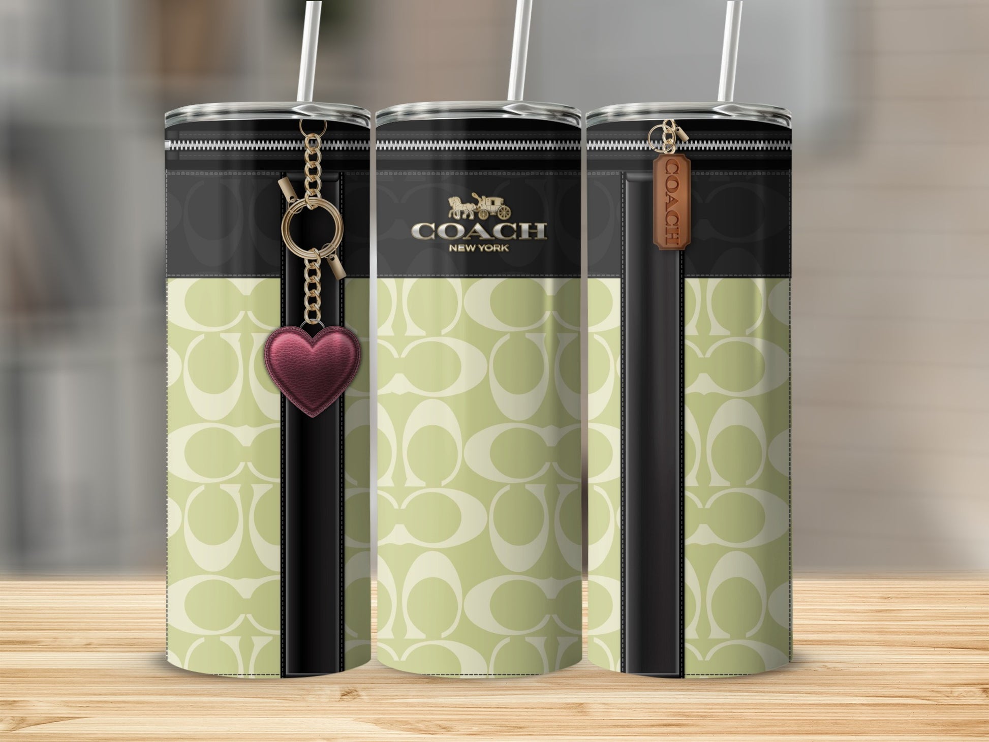 Coach New York Branded Tumblers with Key Chain Decor