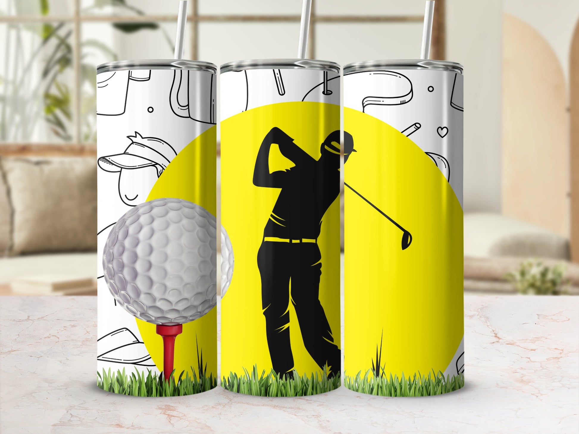 Golf Player and Ball Design Tumbler