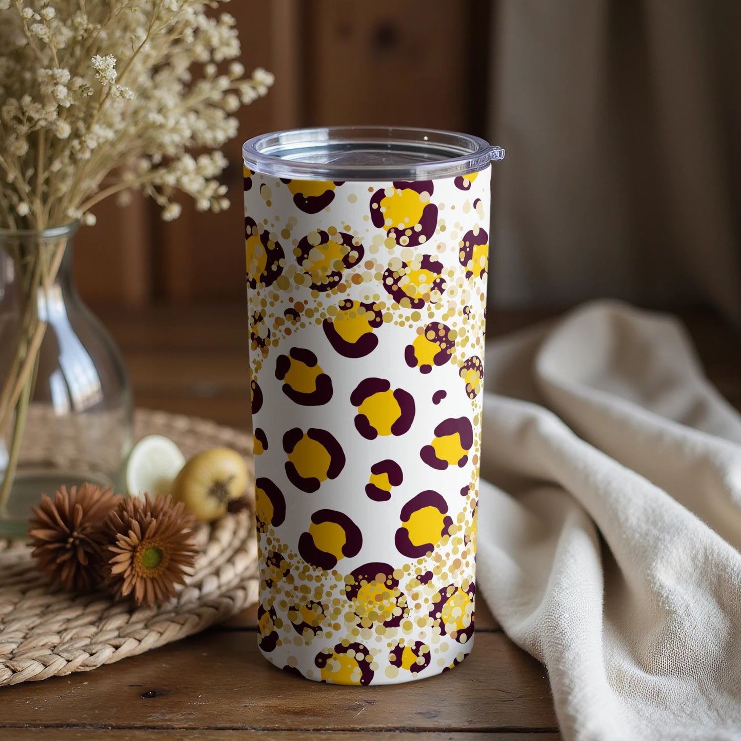 Vibrant Leopard Print Design Insulated Tumbler Cup