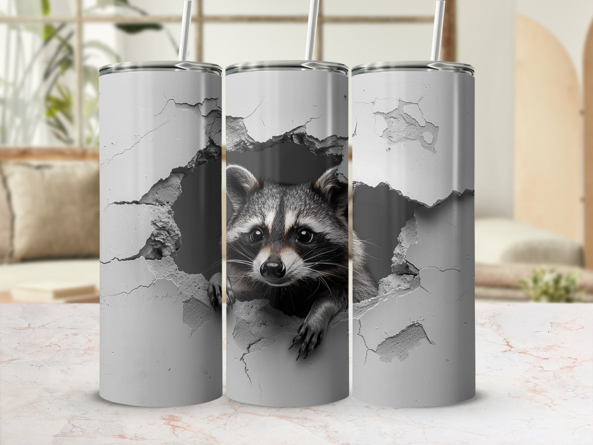 Raccoon Peeking Cracked Wall Unique Design product type