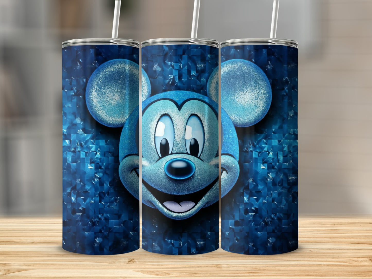 Sparkling Animated Character Blue Drinkware Design