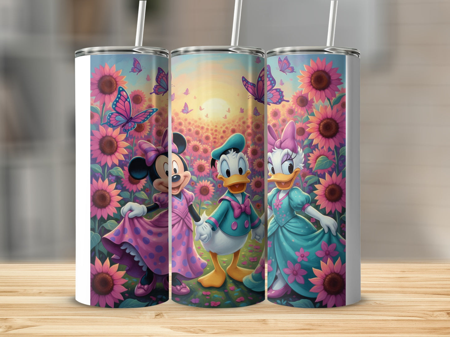 Minnie Donald and Daisy in Sunflower Field Tumbler