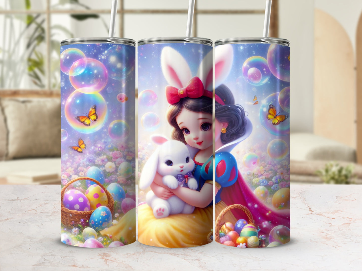 Snow White Bunny Easter Eggs Bubbles Flowers product type