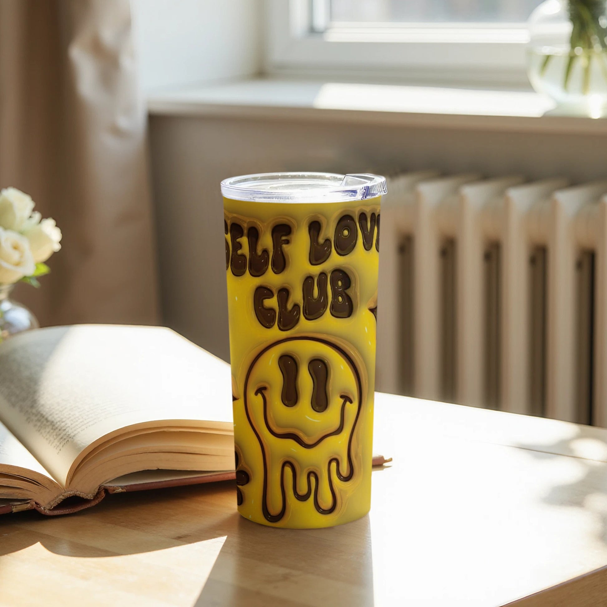 Self Love Club Tumbler with Smiley Face Design