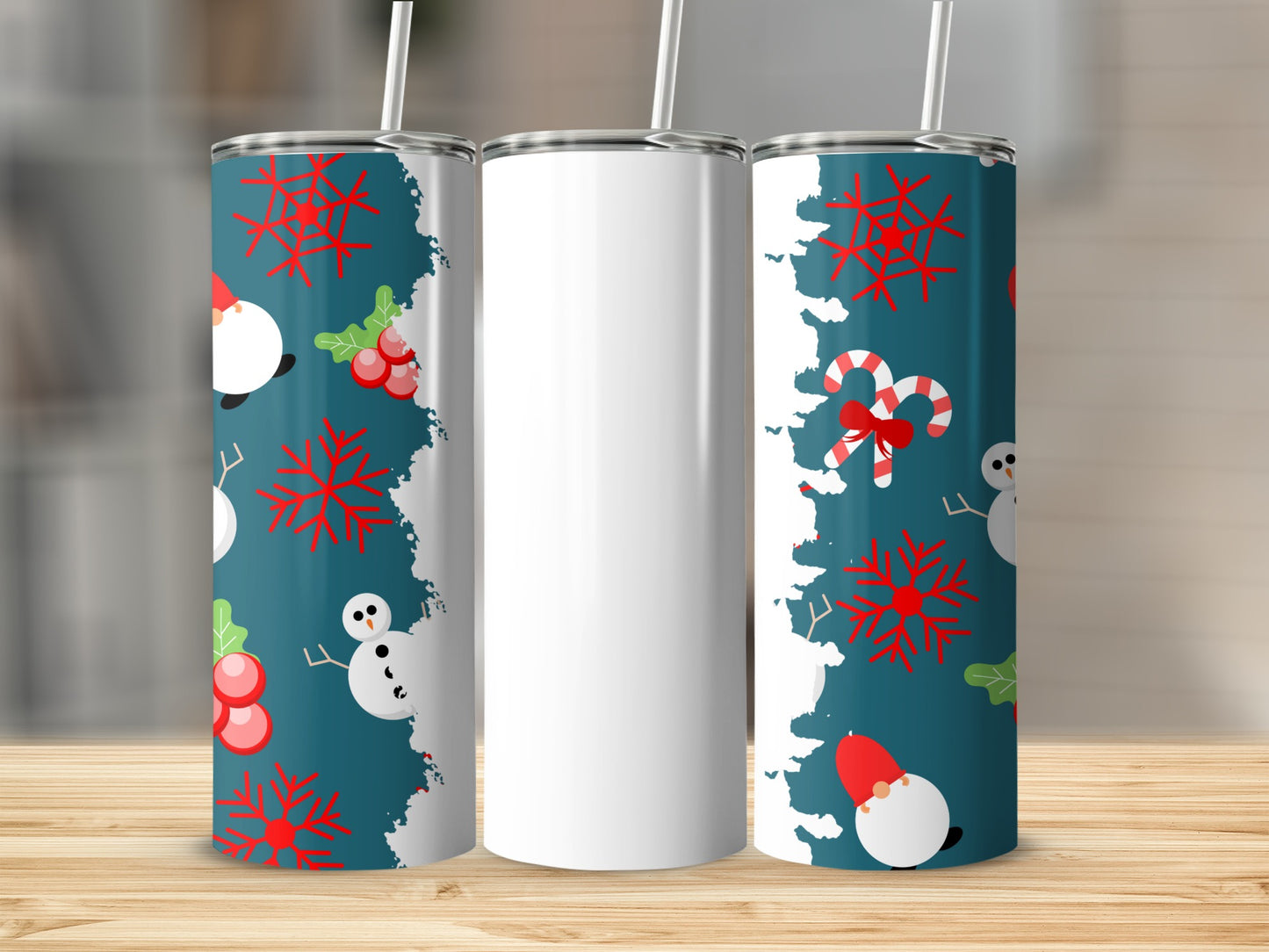 Cheerful Snowman Candy Cane Holiday Tumbler Product