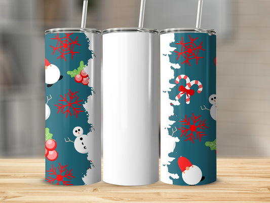 Cheerful Snowman Candy Cane Holiday Tumbler Product