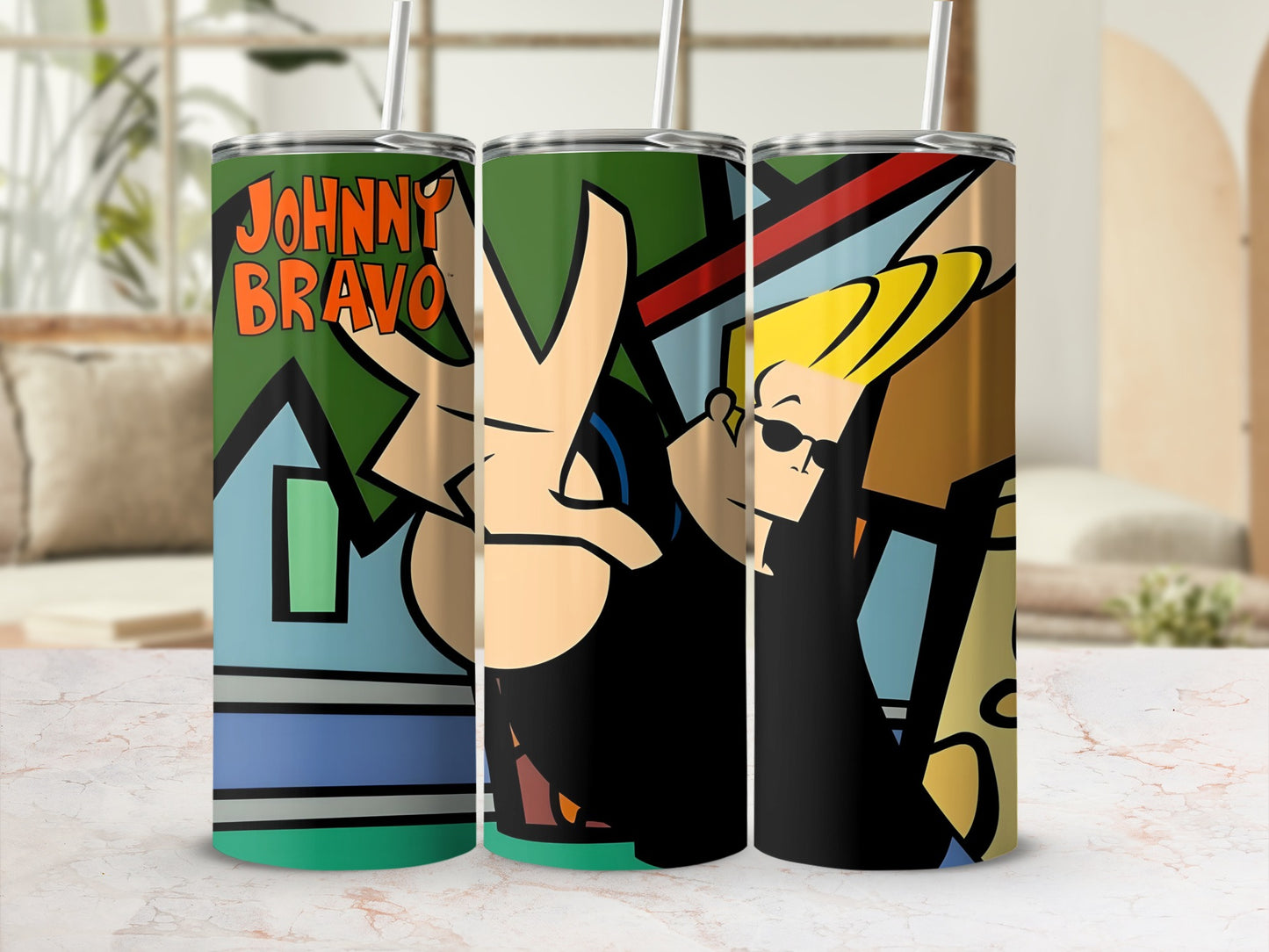 Johnny Bravo Cartoon Themed Stainless Steel Tumbler