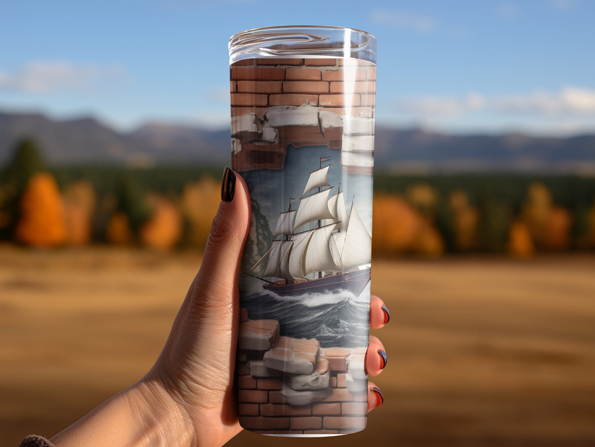 Sailing Ship Brick Wall 20oz Tumbler