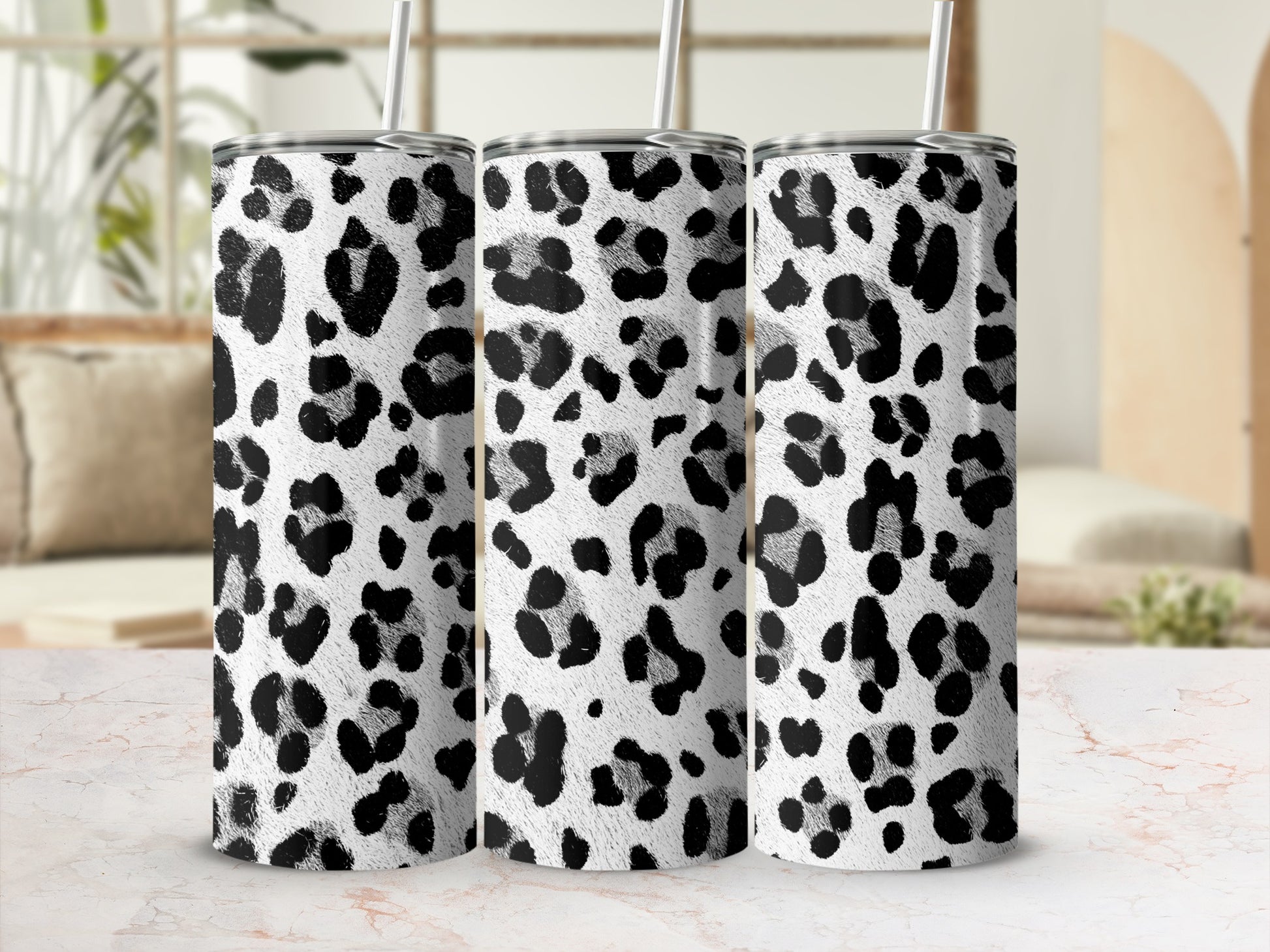 Black and White Leopard Print Tumbler Product
