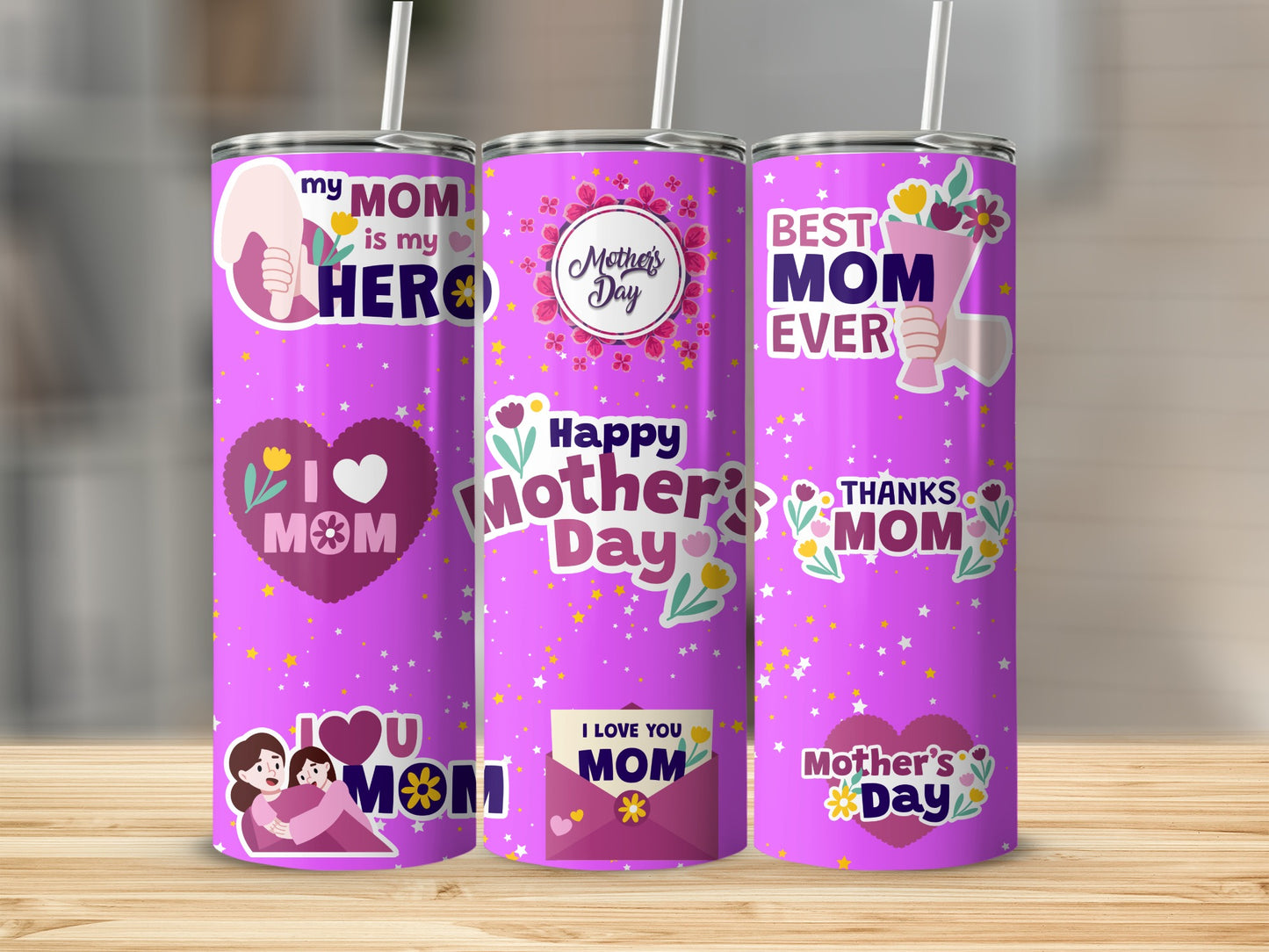 Happy Mother's Day Best Mom Ever Tumbler Flask