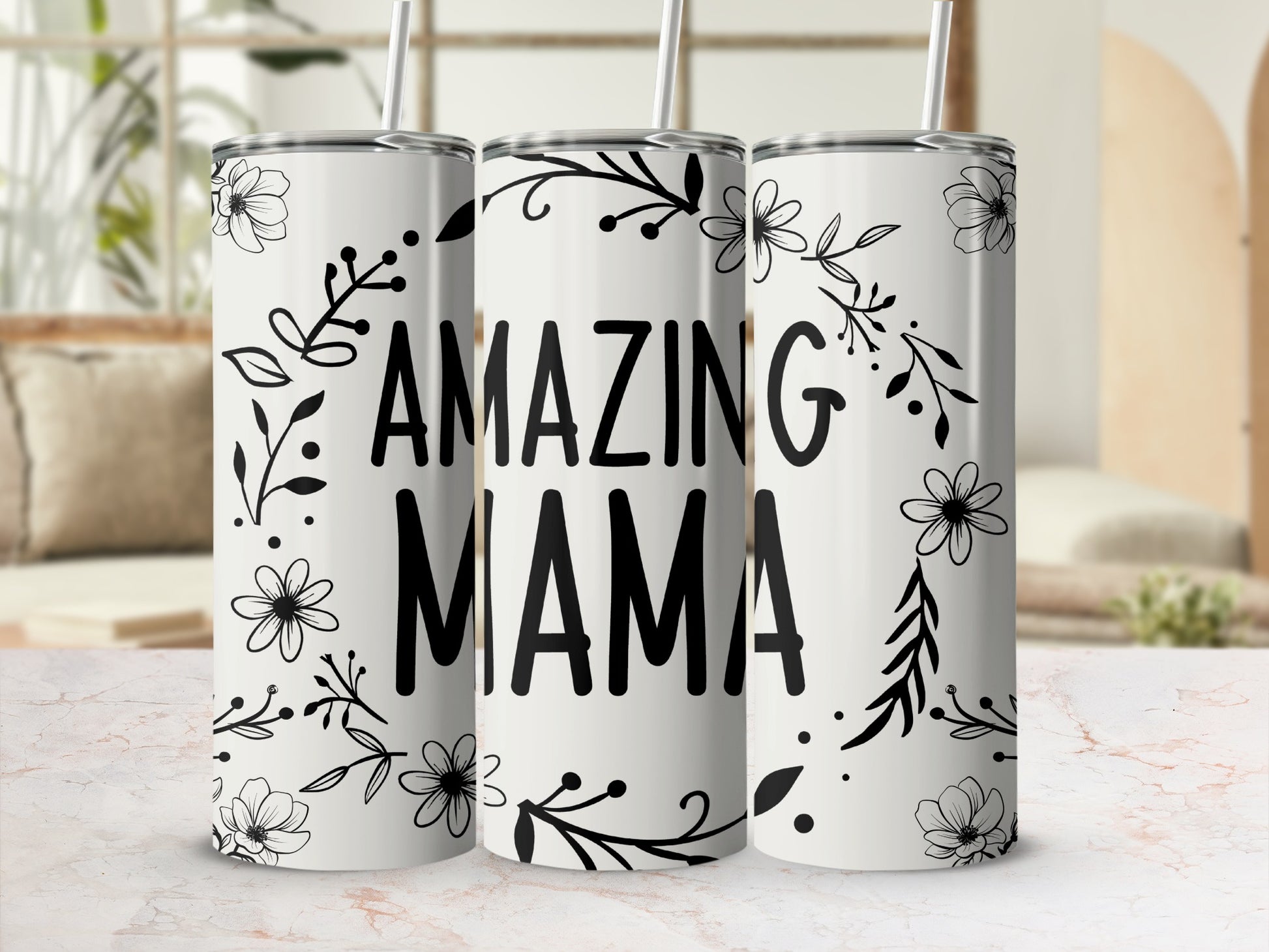 Amazing Mama Floral Art Insulated Tumbler Cup