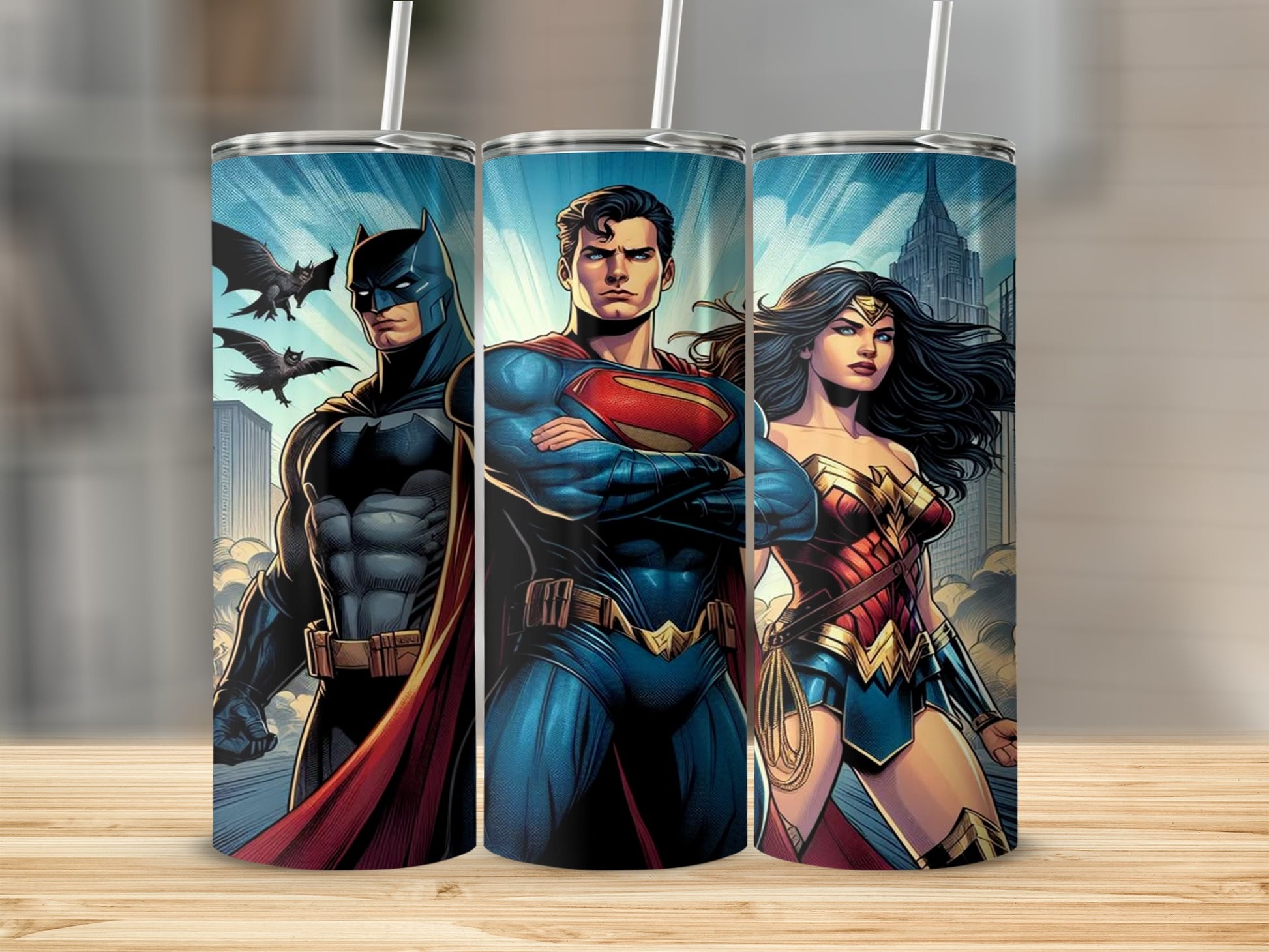 Justice League Superheroes Tumbler Cup with Straws