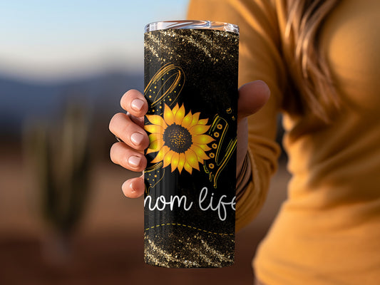 Sunflower Mom Life Tumbler for Busy Moms Cup