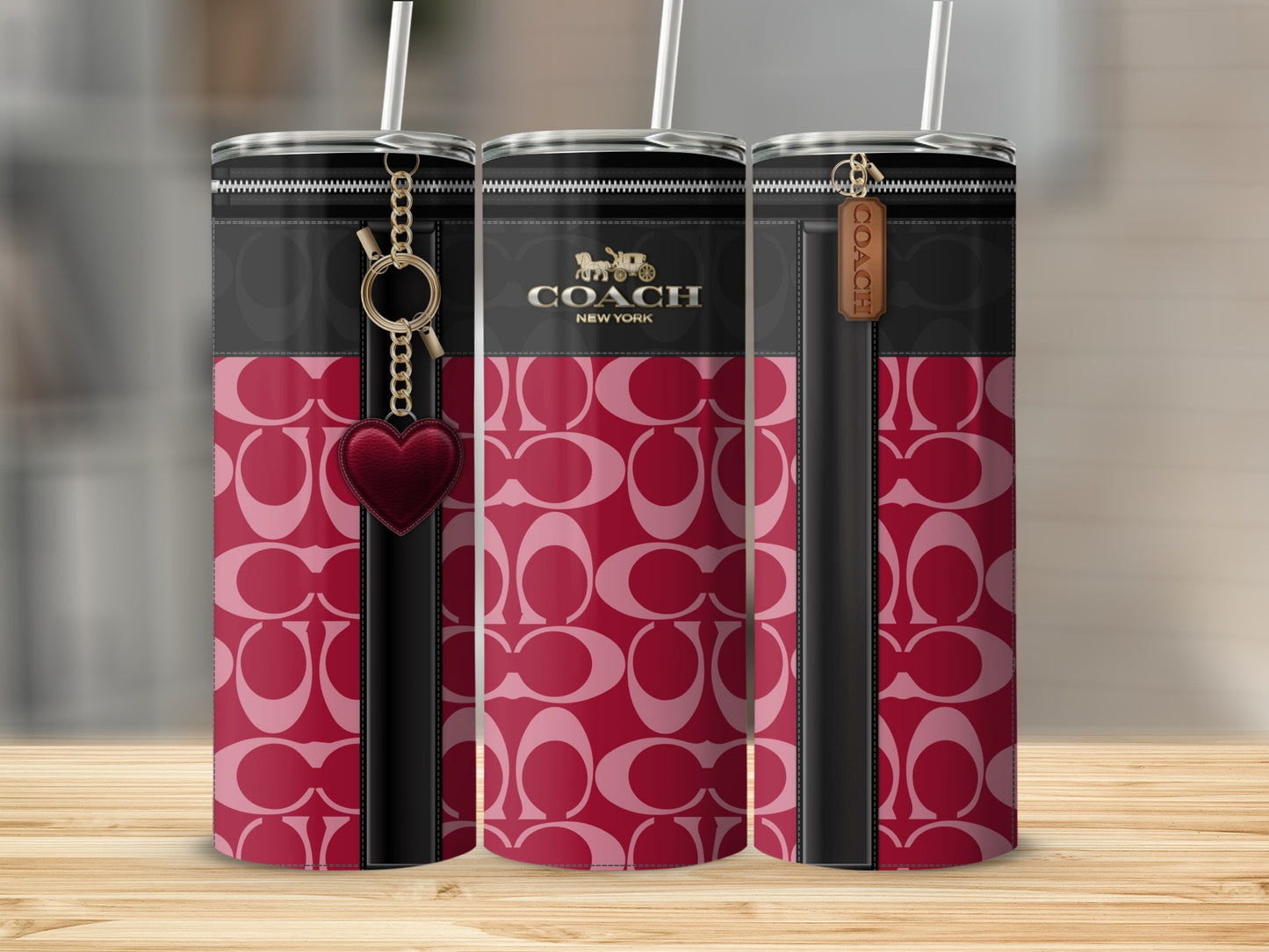 Coach New York Black and Red Patterned Tumbler