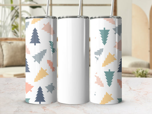 Colorful Patterned Pine Trees Design Tumbler Cup