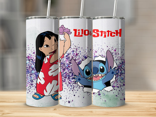 Lilo and Stitch Splatter Design Travel Tumbler