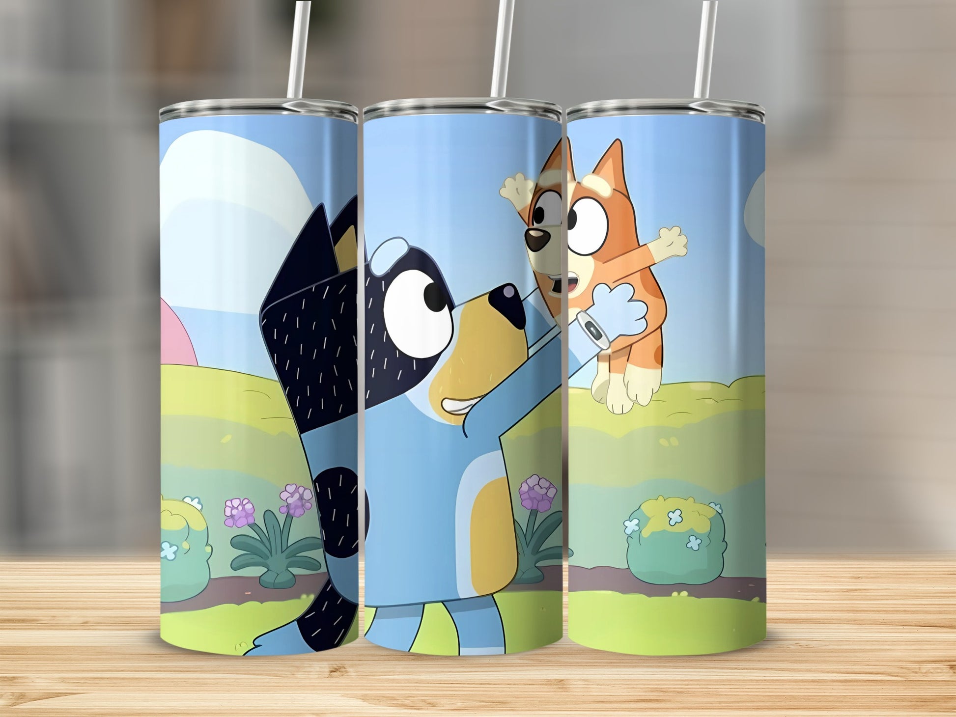 Cute Cartoon Blue and Orange Dog Design Tumbler Product