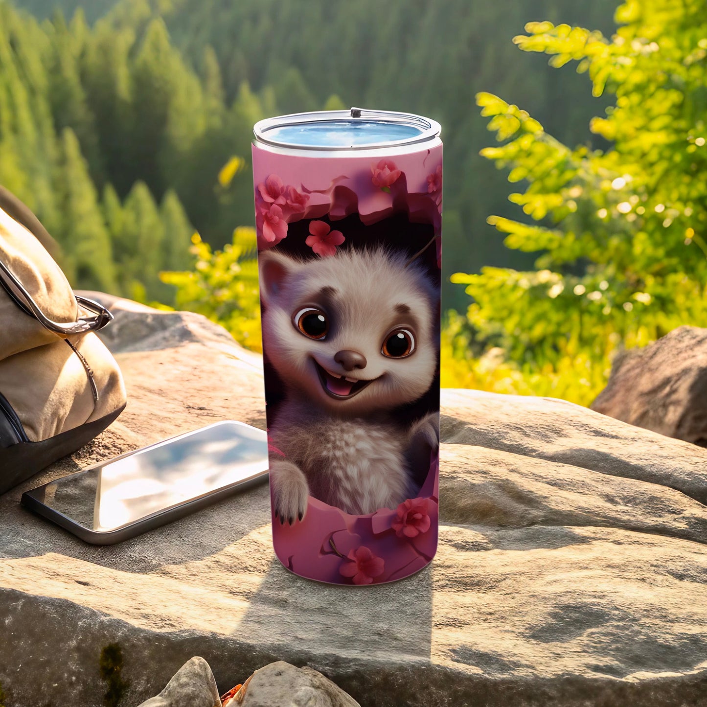 Cute Furry Creature Happy Smile Pink Floral Tumbler product type
Tumbler
Drinkware
Cute animal
Furry creature
Pink flowers
Floral design
Raccoon-like
Happy smile
Character art
Outdoor scene
Nature inspired
Adorable design
Unique gift
Portable cup
Travel accessory
Cartoon animal
Illustration
Pink tumbler
Wildlife art
Forest theme