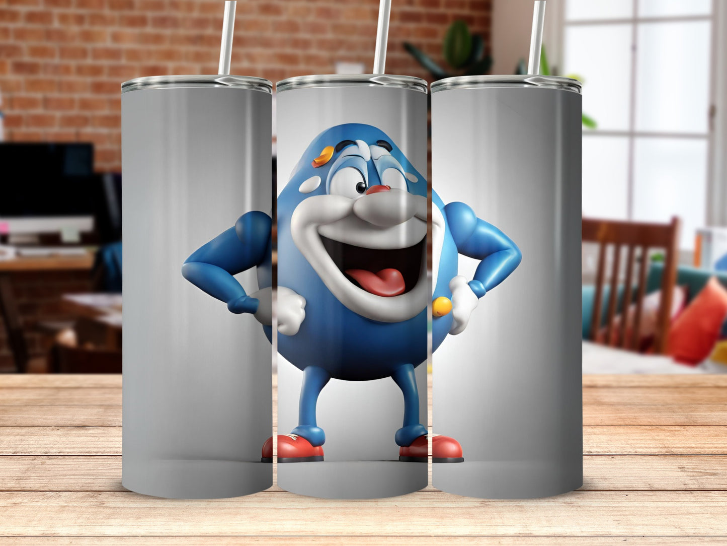 Funny Colorful Cartoon Character Skinny Tumbler