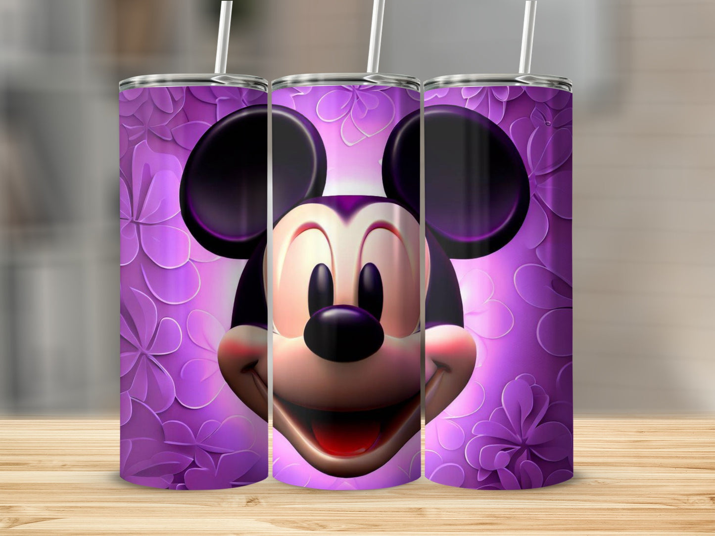 Purple Floral Cartoon Character Tumbler Drinkware
