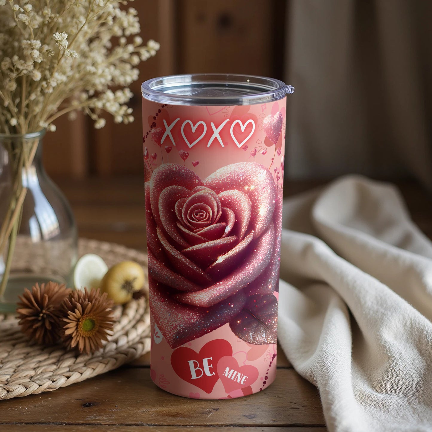 Romantic XOXO Rose Be Mine Travel Tumbler Gift