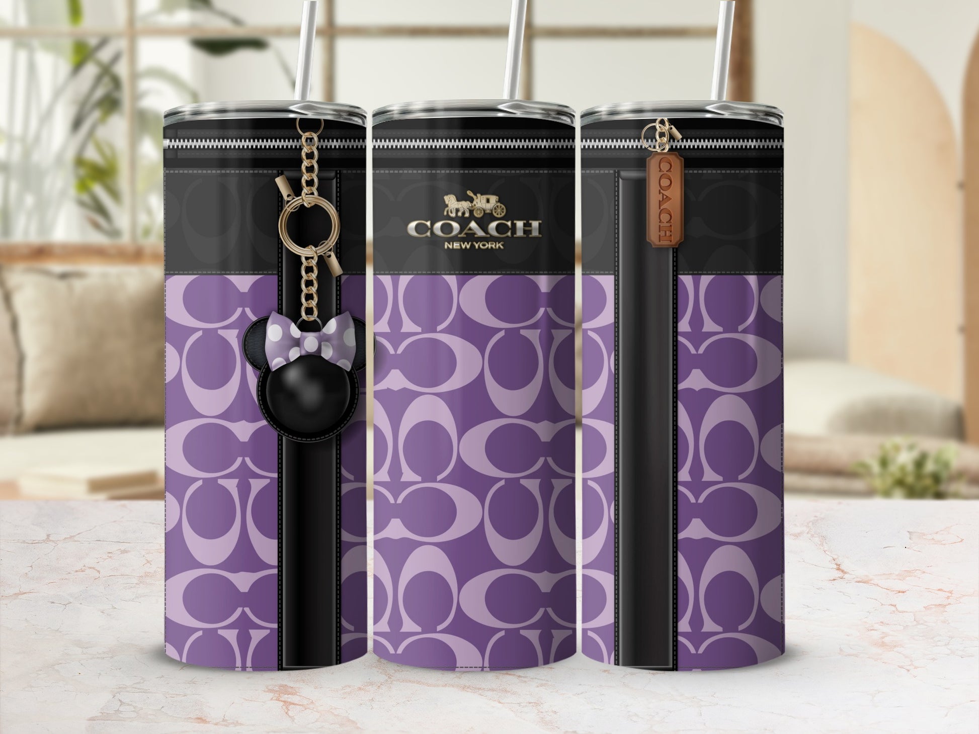 Stylish Purple Coach New York Patterned Tumbler