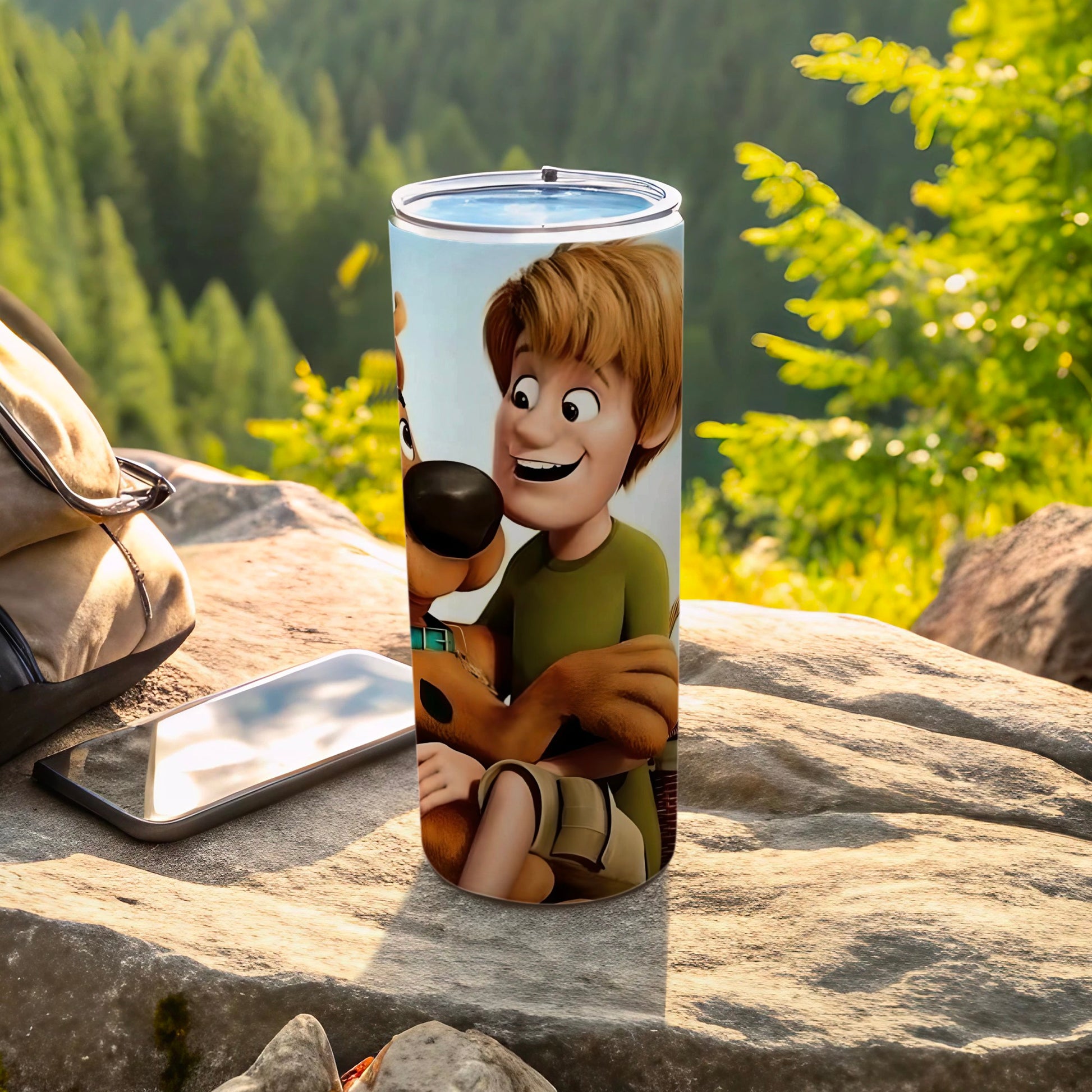 Scooby-Doo and Shaggy design on a stainless steel tumbler.