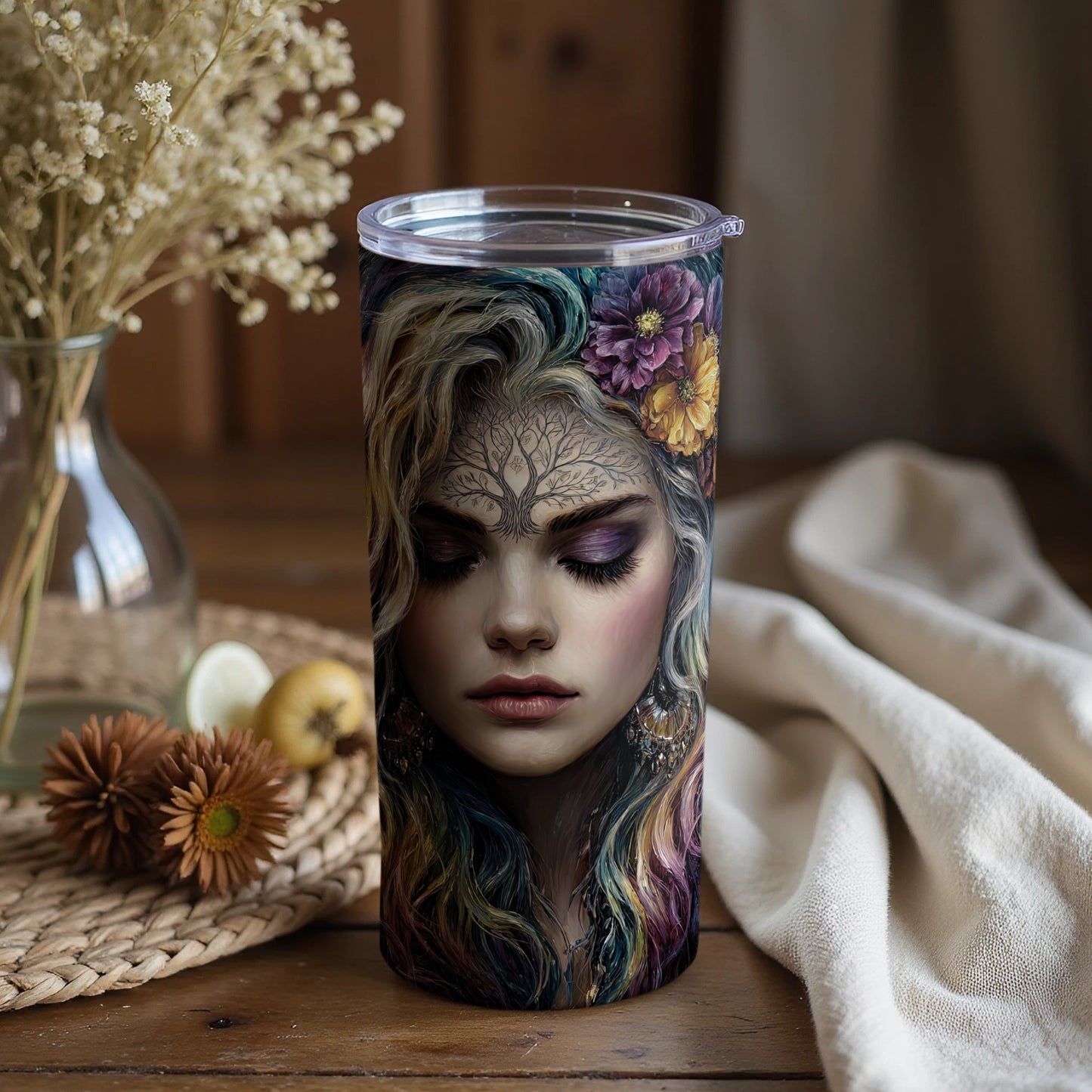 Colorful Art Intricate Face Design Tumbler