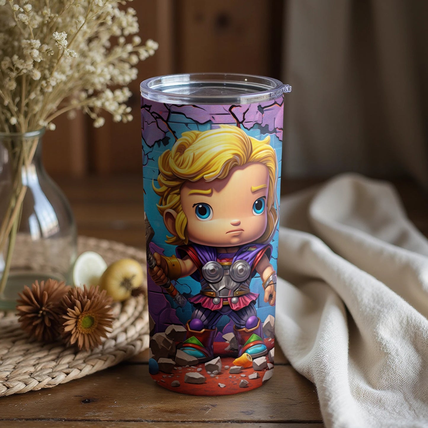 Vibrant Heroic Art Tumbler for Unique Beverage Style