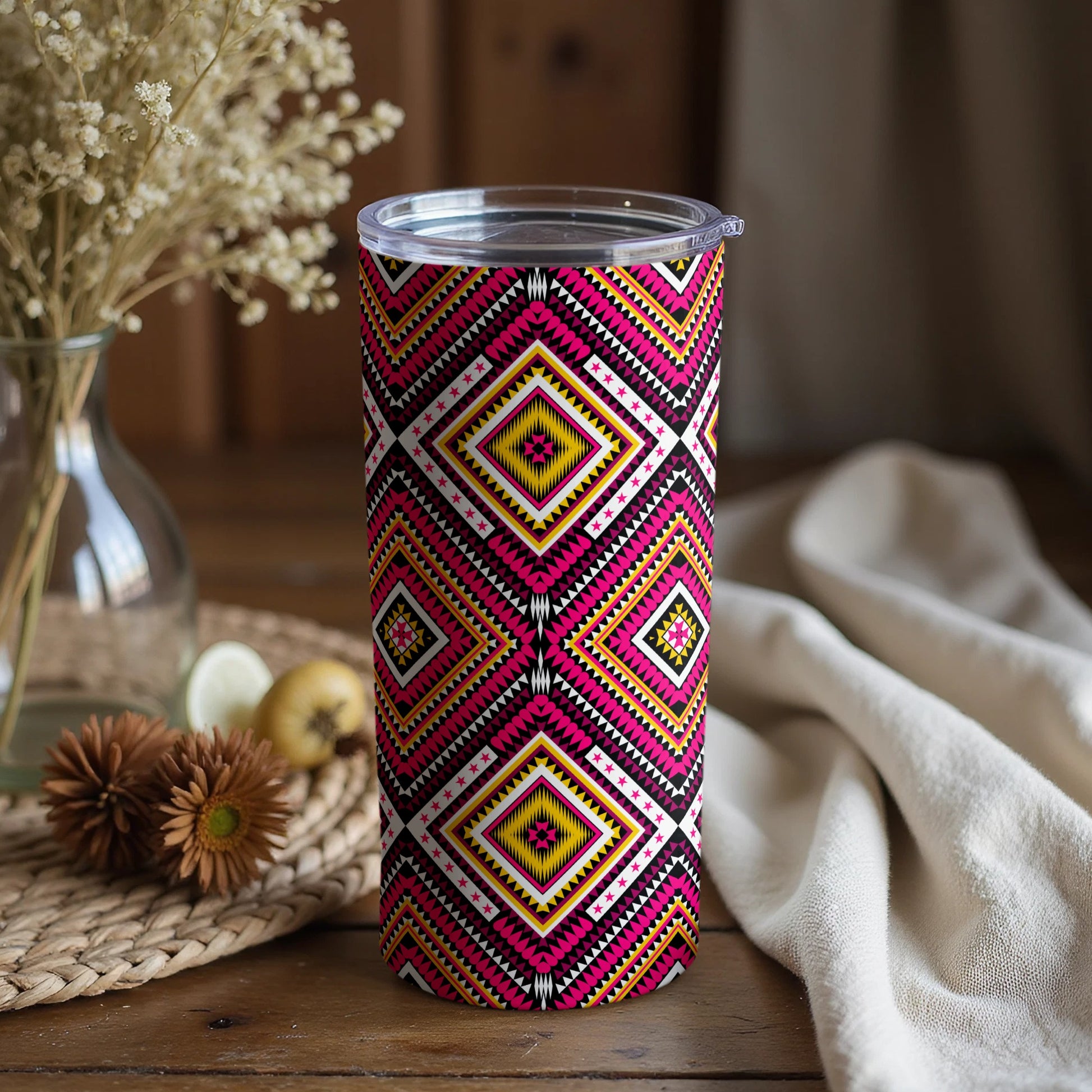 Vibrant Geometric Pattern Tumbler with Lid product