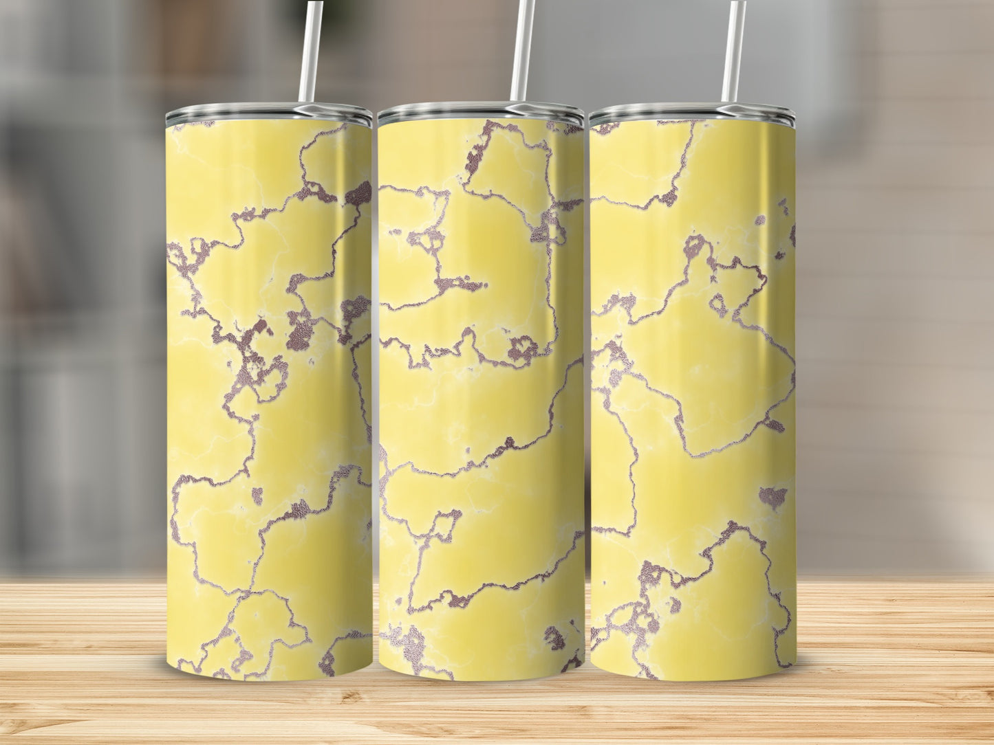 Yellow Marble with Veins Texture Design Tumblers