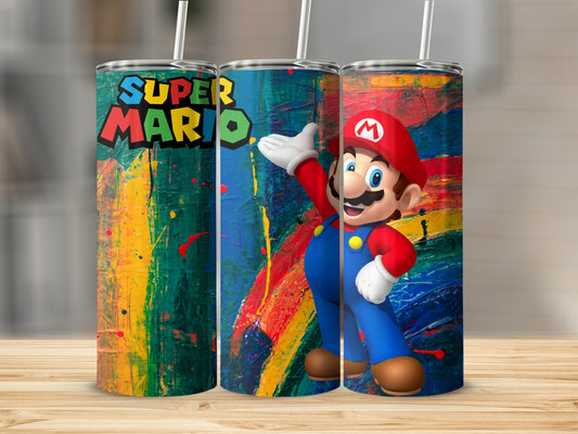 Colorful Super Mario Tumbler with Straw - Fun Drinkware
