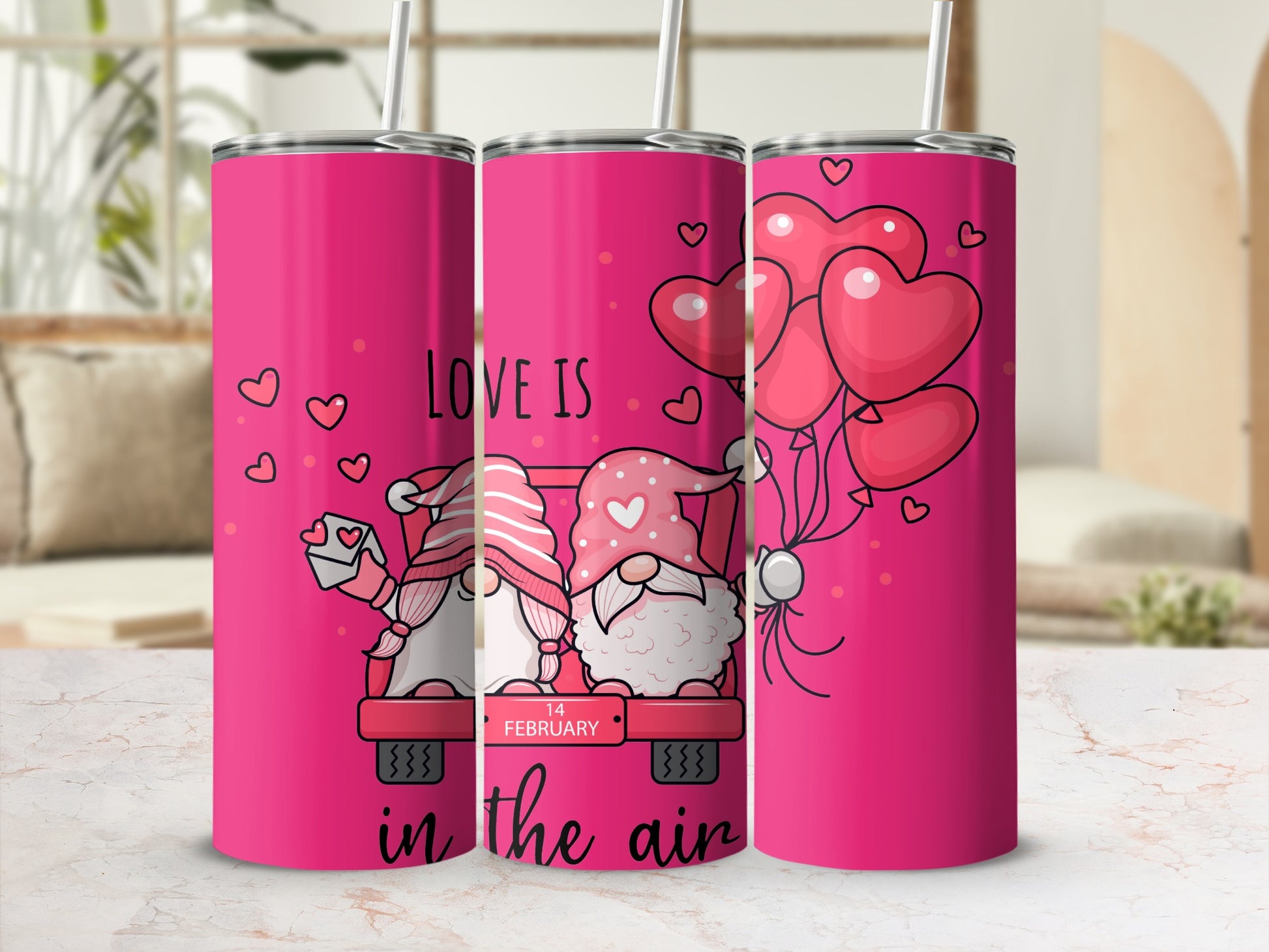 Love Is In The Air Pink Gnomes Tumbler product