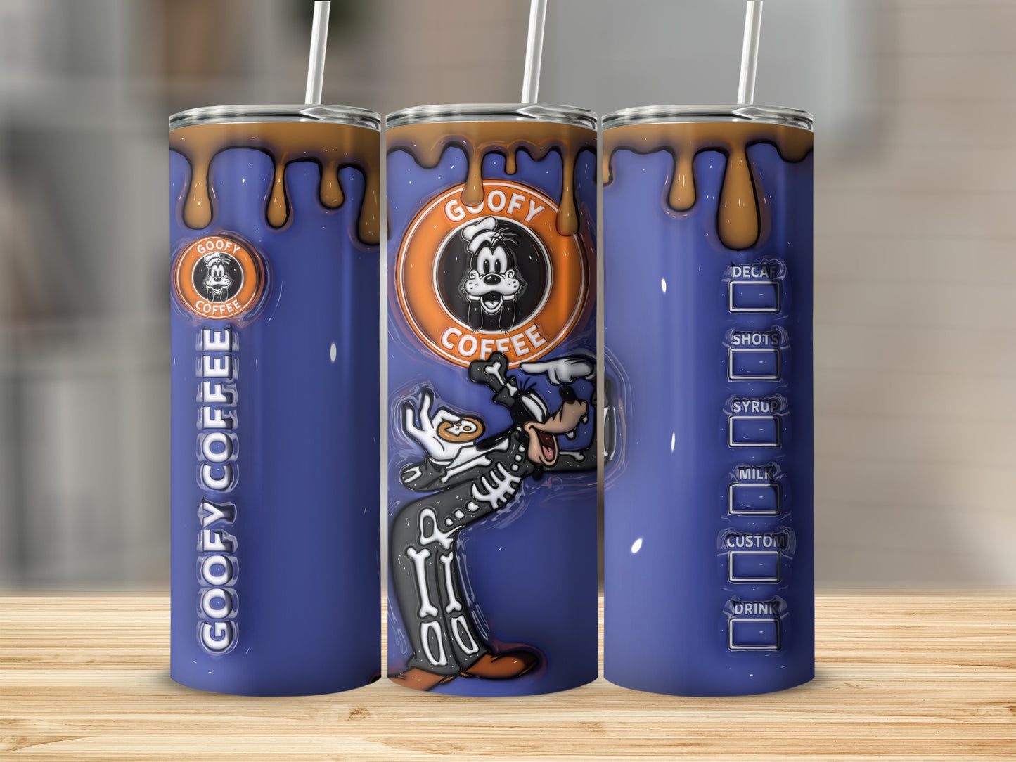 Goofy Coffee Themed Tumbler with Customizable Options