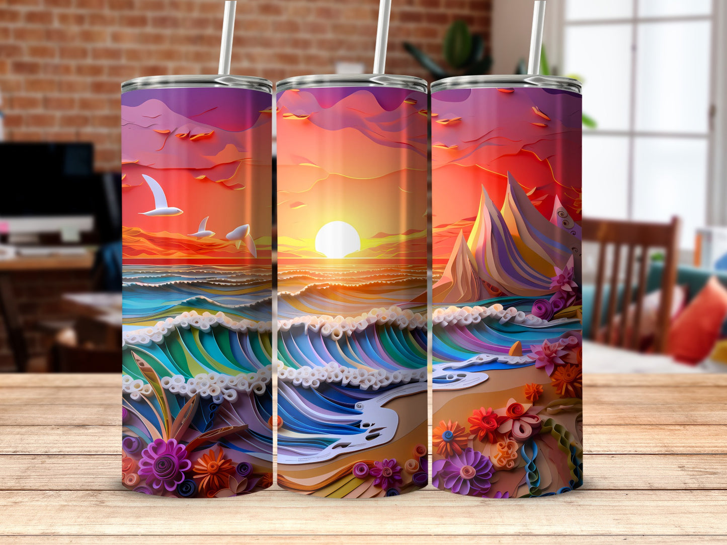 Vibrant Layered Sunset Ocean Beach Art Tumbler product type
Sunset Tumbler
Ocean Design
Beach Art
Quilled Style
Layered Look
Vibrant Colors
Seagull Birds
Coastal Scene
Wave Pattern
Artistic Drinkware
Nature Inspired
Papercraft Aesthetic
Mountain Landscape
Colorful Tumbler
Summer Vibes
Drinkware Gift
Unique Tumbler
Scenic View
Quilling Ocean
Sunset Beach
