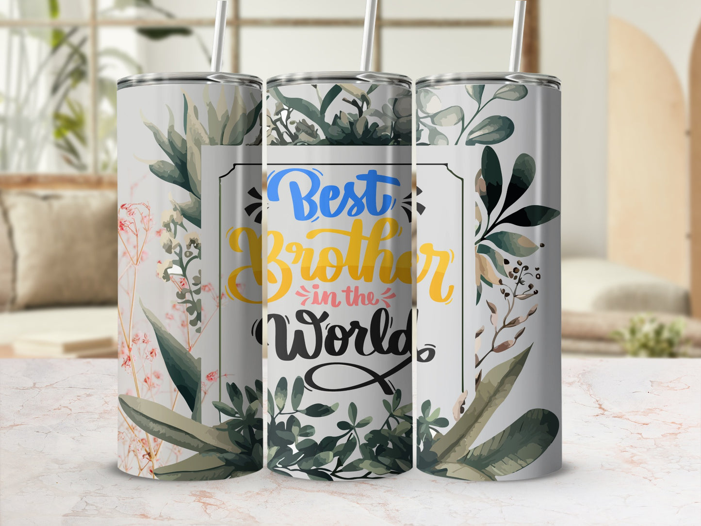 Best Brother in the World Floral Tumbler Gift