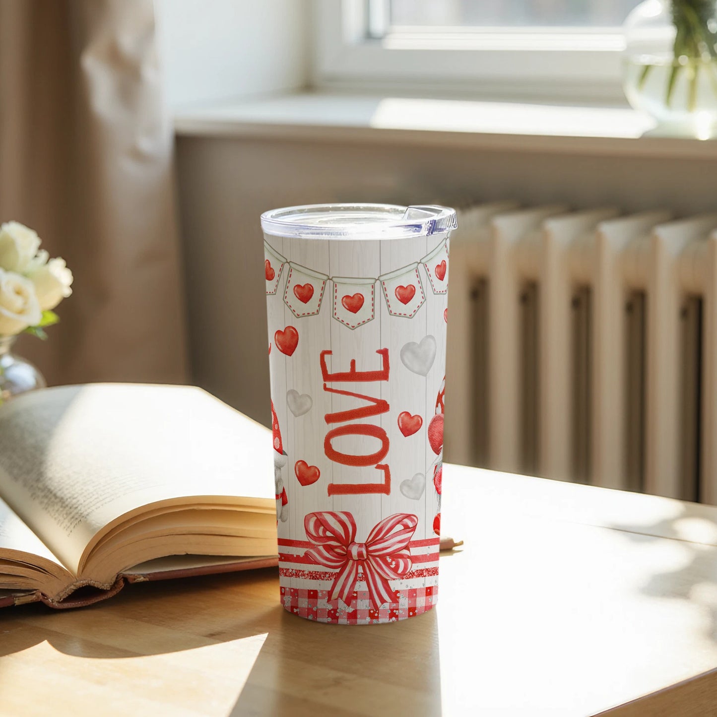 Romantic Hearts and Love Insulated Tumbler Cup