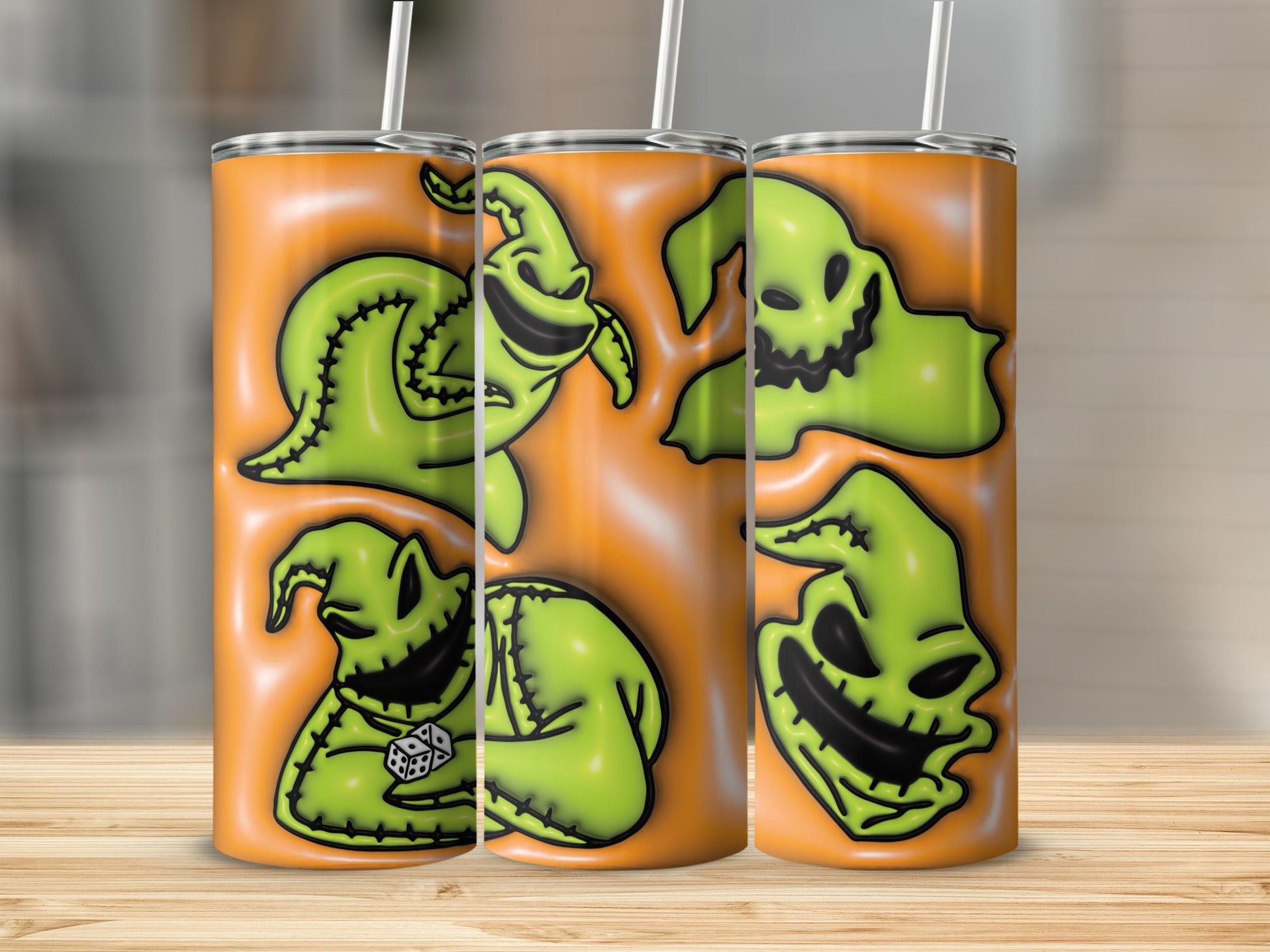 Spooky Green Animated Ghosts Themed Tumbler Product