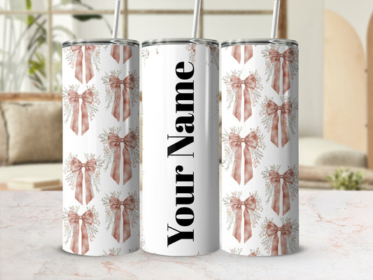 Personalized Tumbler with Elegant Bow Design