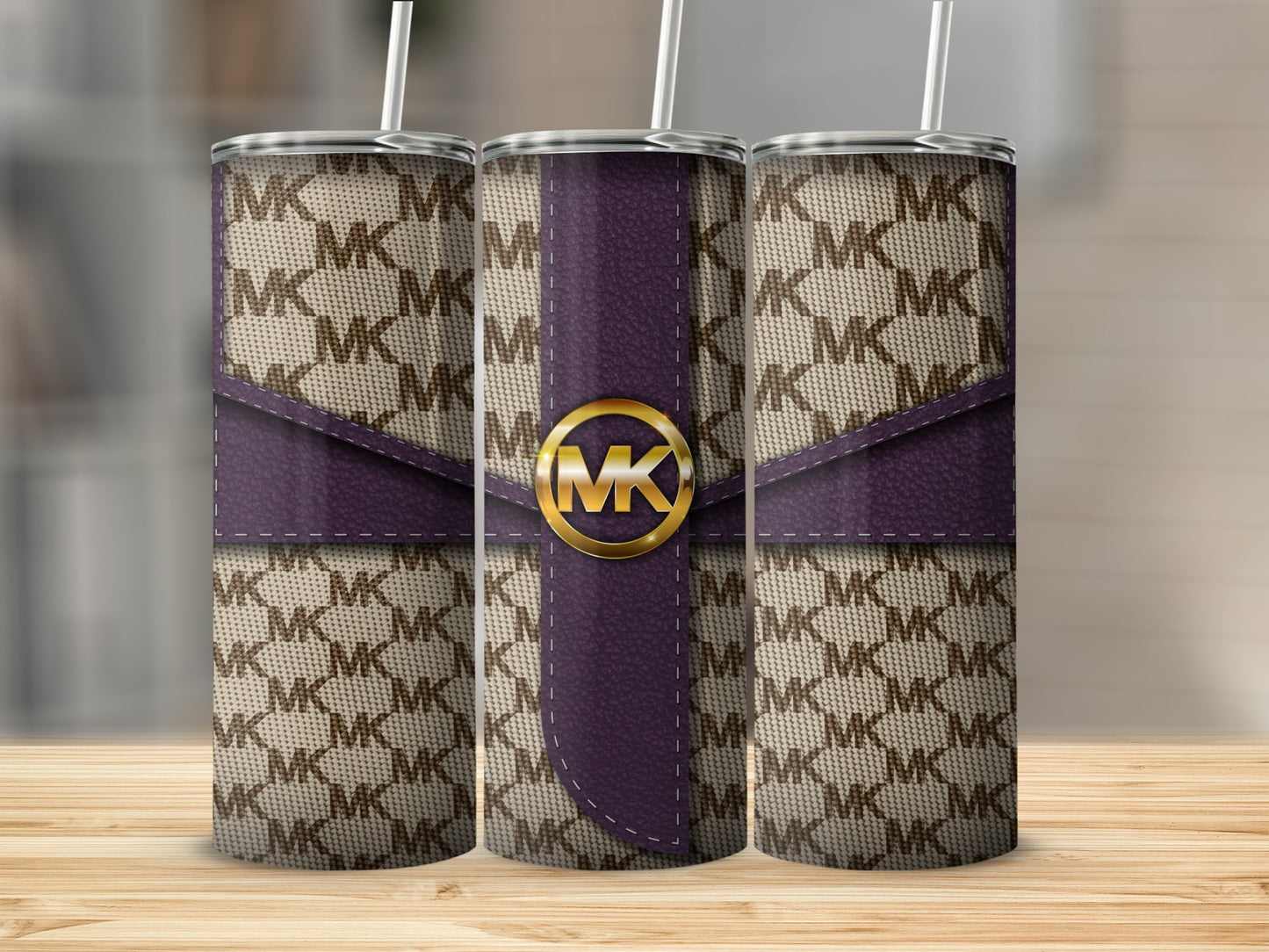 Stylish Monogram Purple Patterned Insulated Tumbler
