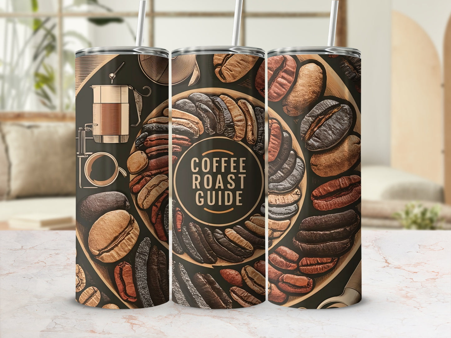 Coffee Roast Guide Vibrant Colorful Coffee Beans Tumbler