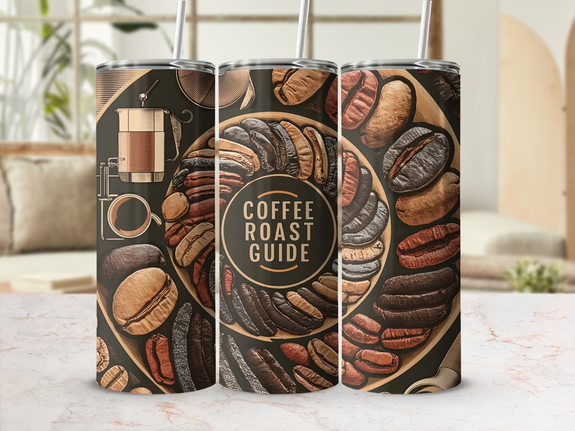 Coffee Roast Guide Vibrant Colorful Coffee Beans Tumbler